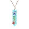 Hand-Wound Colorful Gravel Natural Stone Crystal Powder Spar Sword-Shaped Pendant Necklace N507