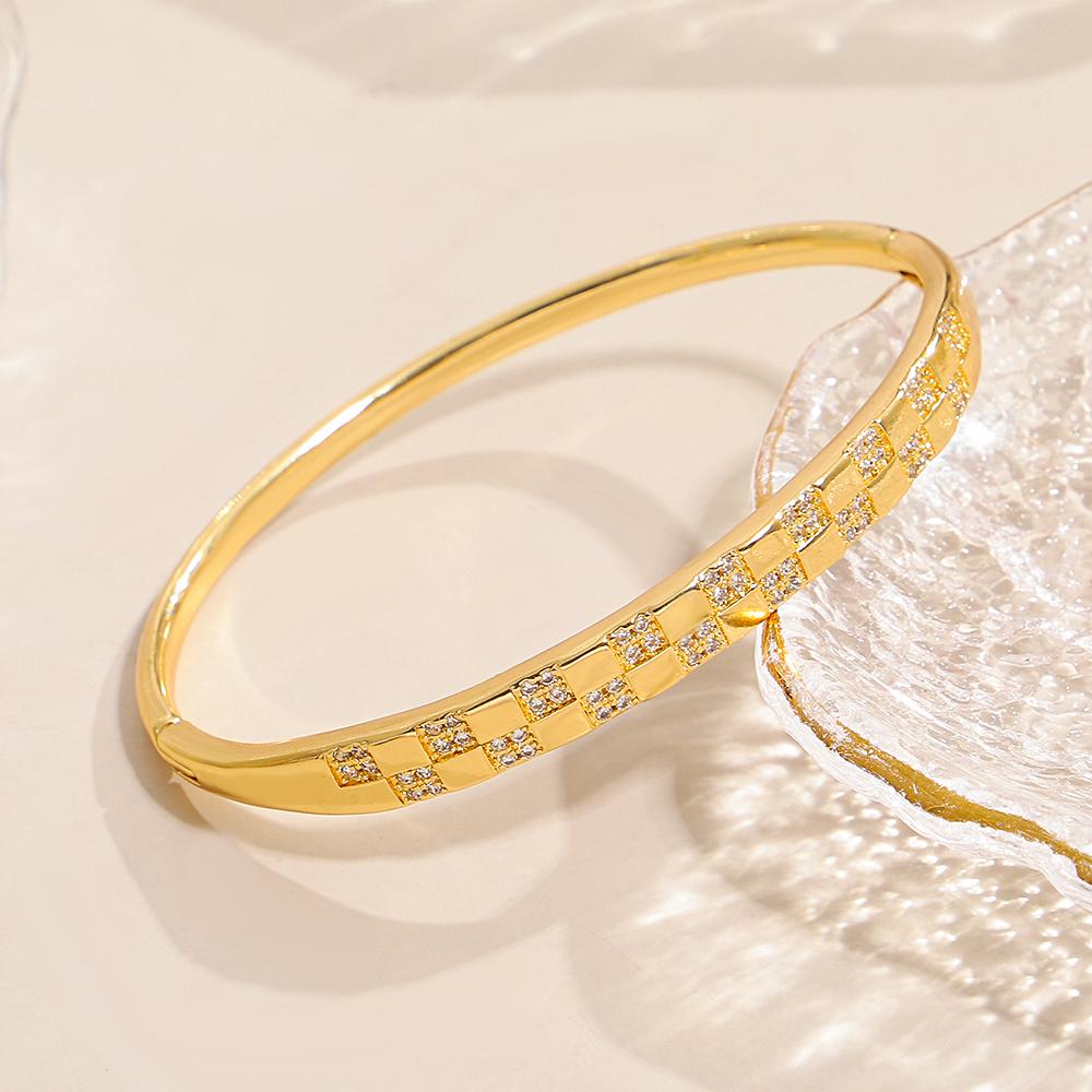 6 Styles Elegant Zircon Geometry Charm Bracelet for Women Trendy Smooth Surface Gold Color Plated Spring Bangle Luxury Jewelry