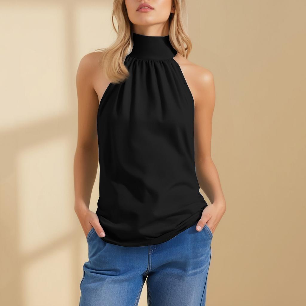 Modisches und lässiges ärmelloses einfarbiges sexy rückenfreies Top für Damen
