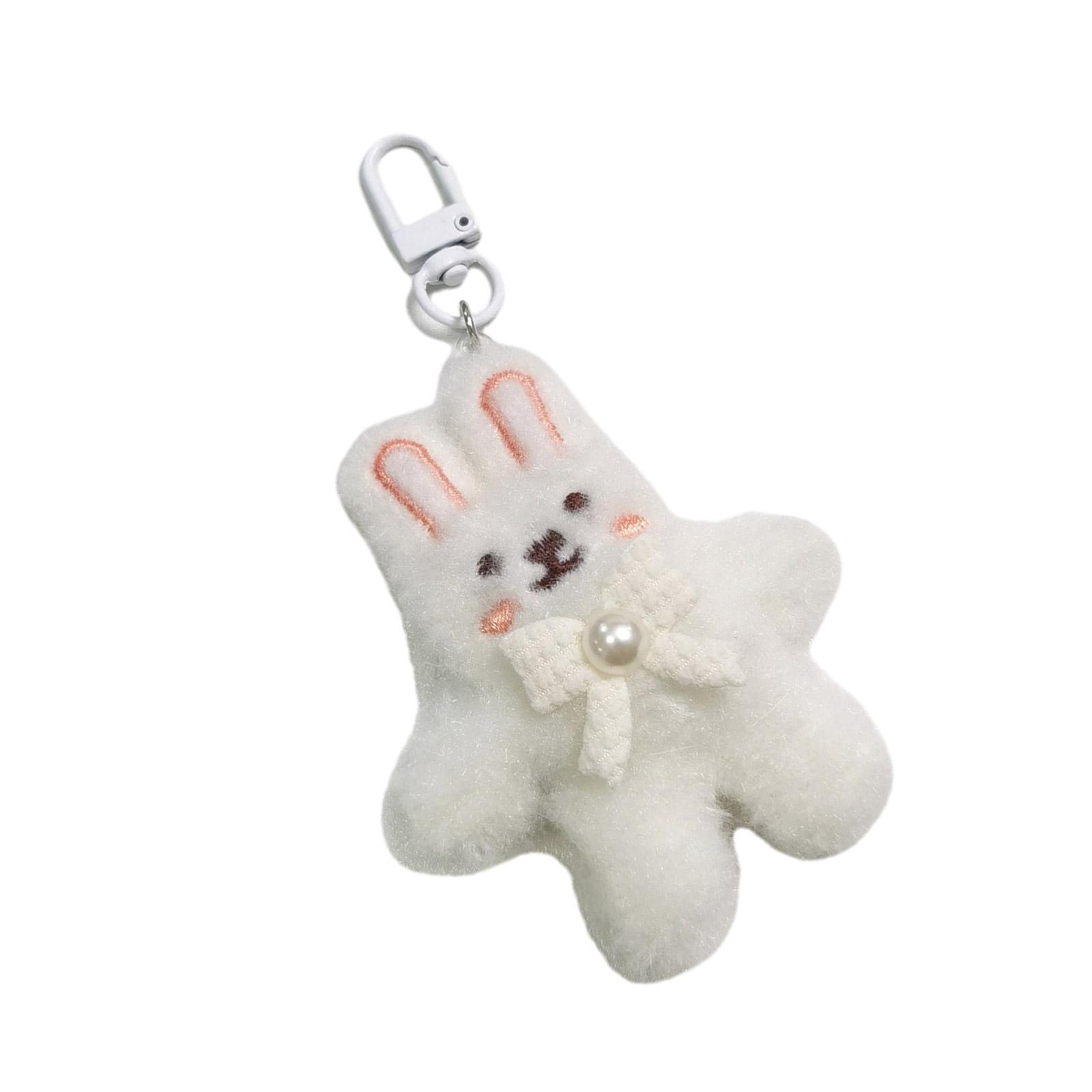 

Очаровательные плюшевые брелоки в виде кролика, пушистый кролик, подвеска-аксессуар для ключей с жемчужным бантом, отличный подарок на день рождения