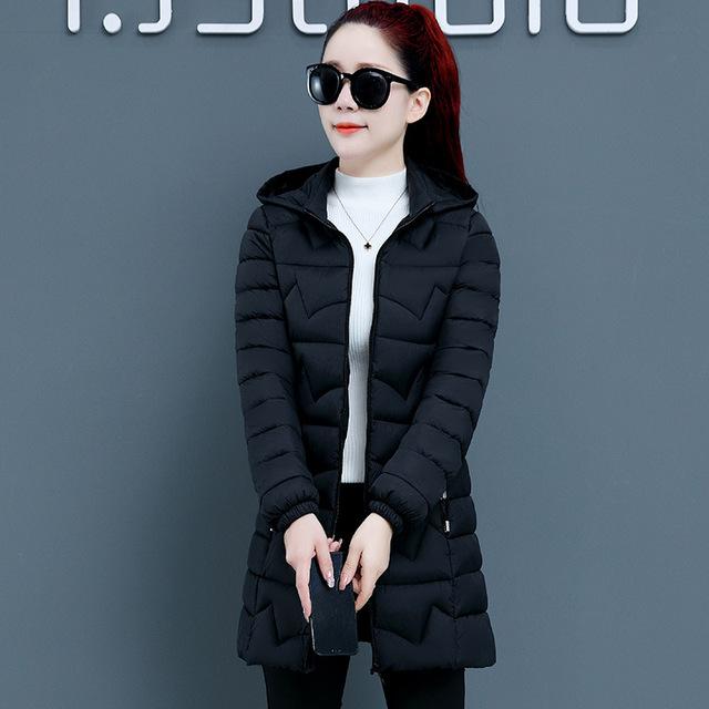 Outono inverno novo casaco de algodão feminino moda coreana longo fino calor jaquetas roupas femininas