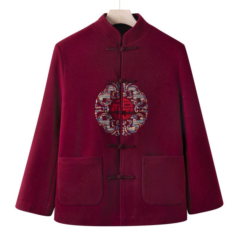 

Новая шерстяная одежда в стиле Тан с хлопковой подкладкой для мужчин и женщин, бабушек и дедушек, осенняя парная одежда, накидные и утепленные платья на день рождения 2XL (recommended 130-72.5kg)