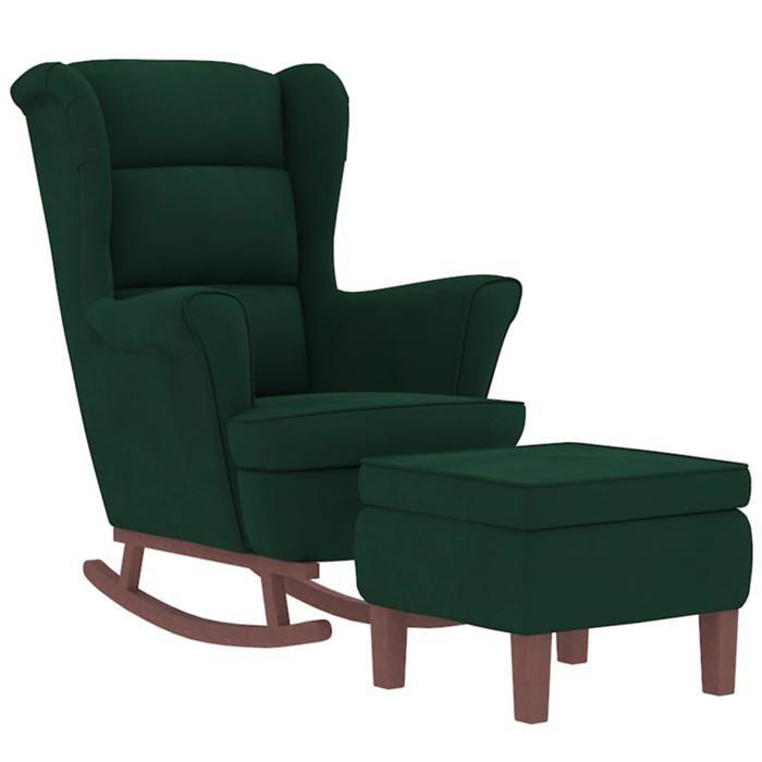 VidaXL Chaise à Bascule avec Pieds en Bois et Tabouret Fauteuil de Salon Relaxation Meuble de Salle de Séjour Chambre 3121232