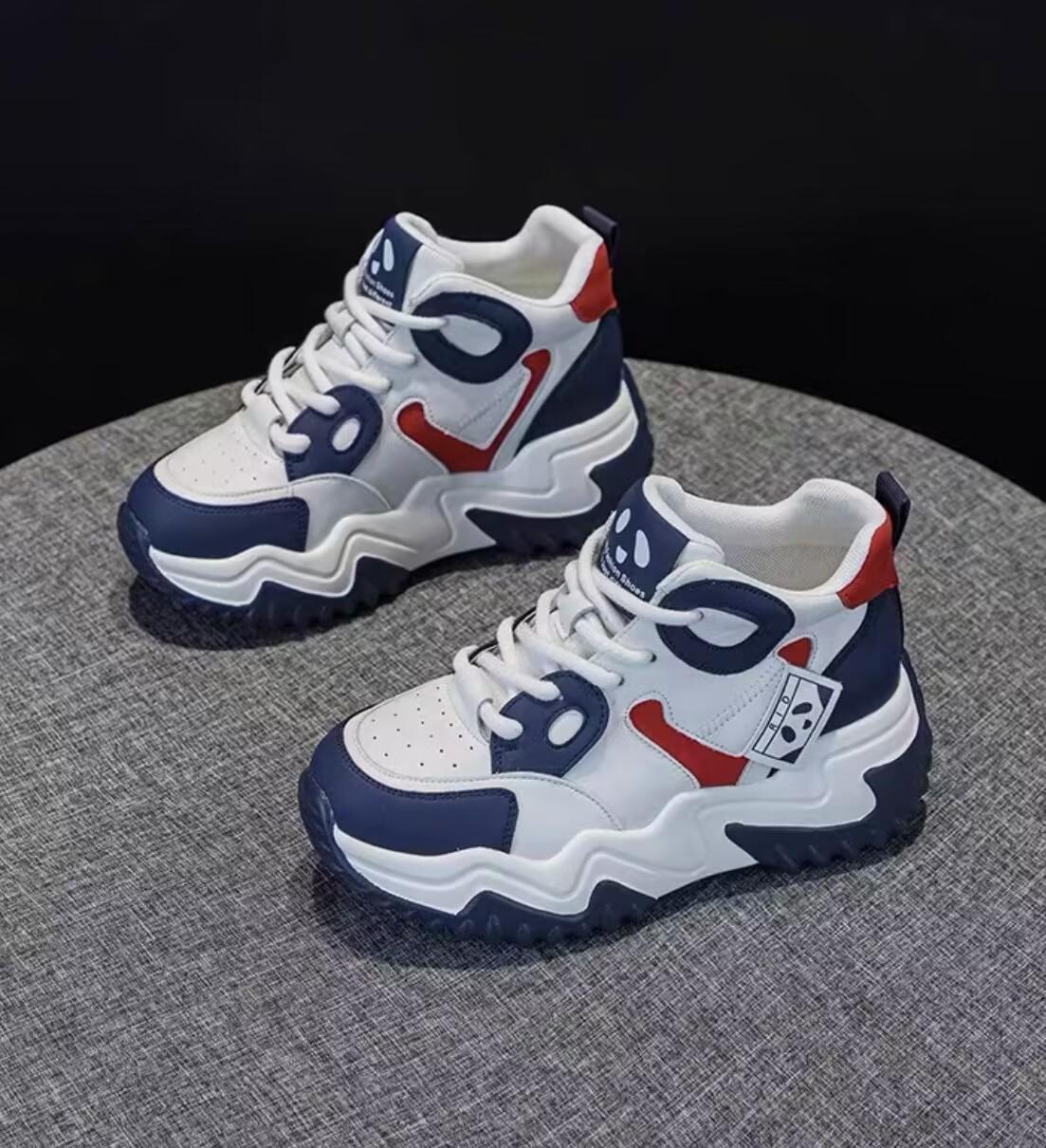 

Роскошные новые универсальные кроссовки на толстой подошве с высоким верхом, повседневные спортивные туфли 2024 года, женские дышащие кроссовки для бега на открытом воздухе 40 синий