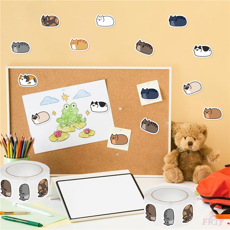 500Pcs/Roll Q Fat Cats Kids Rewards Stickers - DIY Scrapbooks Album Decor Sealing Label Decals