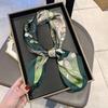 Korean Style Sweet Green Floral Butterfly Faux Silk Scarf - Women’s Versatile Spring/Summer Neck Scarf, 70cm Square.