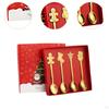 4Pcs Christmas Spoon Set Tea Flatware Portable Kitchen Utensils Dessert Xmas Cutlery