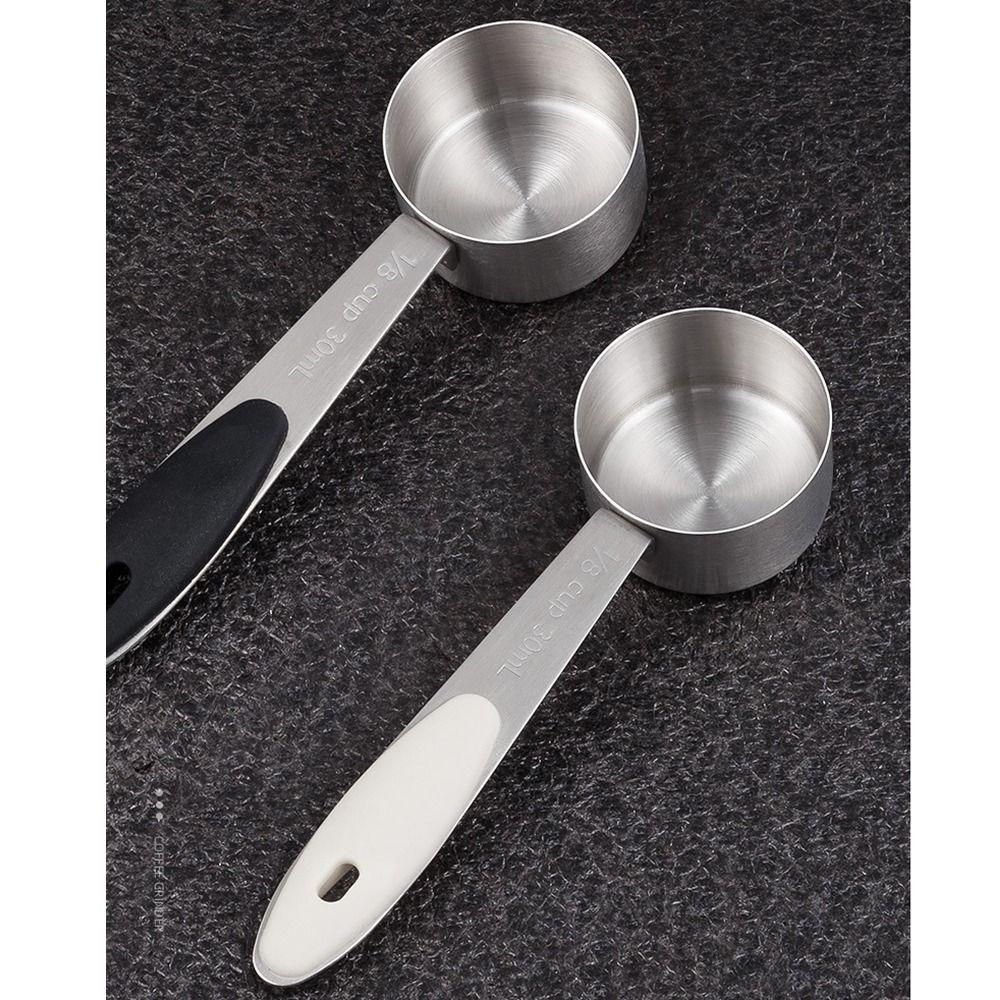 Stainless Steel Measuring Spoon 30ml Capacity Silicone Handle Coffee Scoops Easy To Clean Round Shape Powder Spoon Sugar