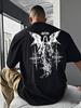 European Size Casual Angel Cross Print Short Sleeve T-Shirt for Men,Loose Fit, Crew Neck, Slight Stretch Fabric, Perfect for Summer