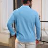 Men Waffle Golf Shirt Long Sleeve Turndown Collar Shirt Quarter Button Neck Casual Shirt for Vacation Office Party Date