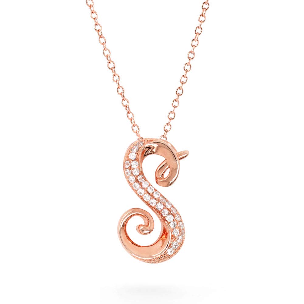 

из Нового ожерелья с буквами S Alphabet 18K розовое золото обработанное серебро 925 пробы металл гипоаллергенный женский [Подарок Йорк] женский