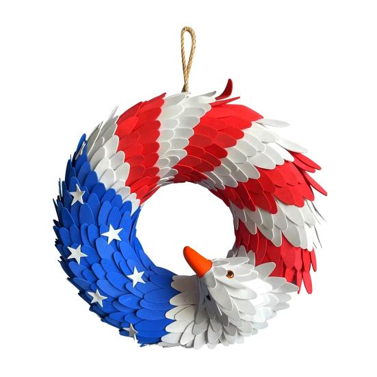 Patriotic 250th Anniversary Wreath Wooden Front Door Hanging Wreath 4th of July Independence Day Veterans Day Door Hanger Decoration