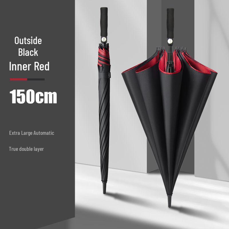 Herren Extra-Großer Doppelschichtiger Regenschirm mit Langem Verstärktem Griff für Zwei oder Drei Personen, Sturmfest und Langlebig.