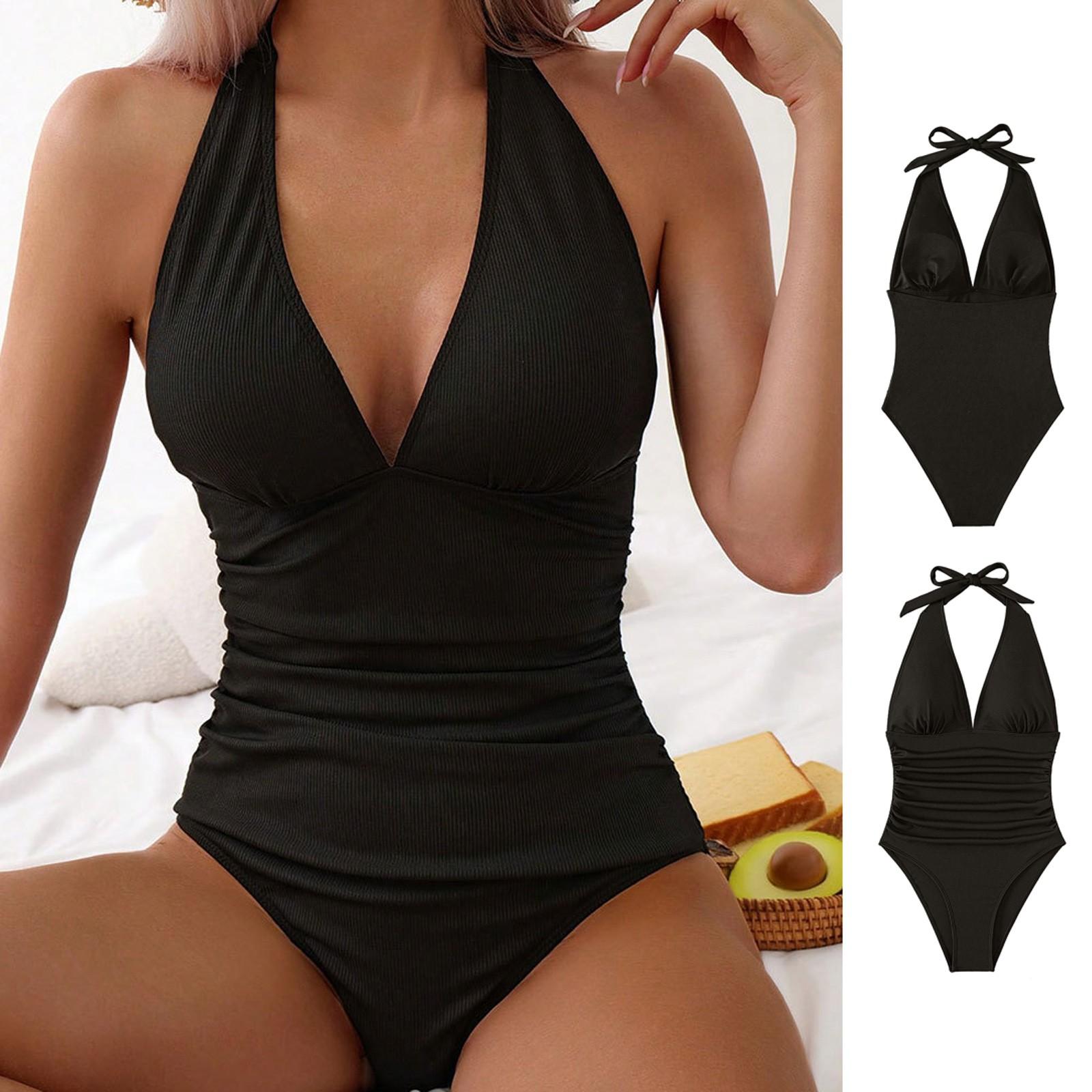 

Женские купальники-бикини, купальники в стиле ретро с шортами для беременных и купания Boyleg XL чёрный