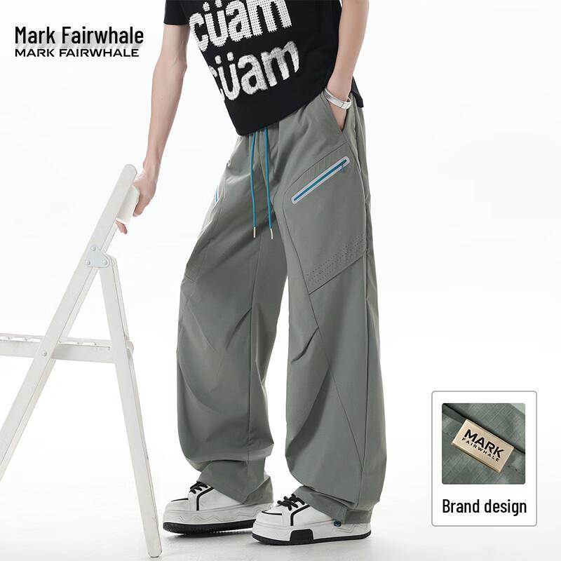 

Mark Fairwhale Men s Functional Wide-Leg Straight Casual Pants L