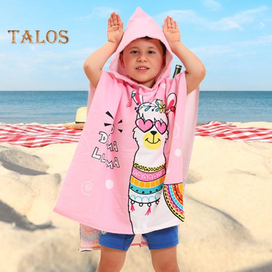 Hooded Kids Towel Cute Cartoon Bathrobe Exquisite Pattern Highly Absorbent Friendly To Skin Foldable Toddler Bathrobe
