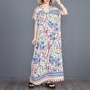 Real Spot Summer New Fresh Cotton Silk Positioning Flower Bohemian Robe Dress V-neck Robe Women