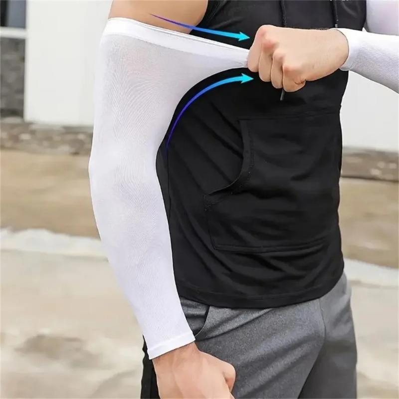 6 Pairs Men Cooling Compression Arm Sleeves UV Protection Breathable Ice Silk Covers For Driving Cycling Running