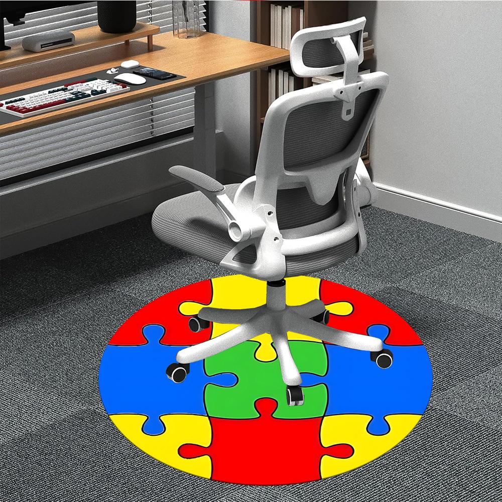 1PC Puzzle Circle Chair Carpet for Office Non-Slip, Lightweight, Machine Washable Rug for Office, Sleeping, Room - Holiday Decoryy251009137