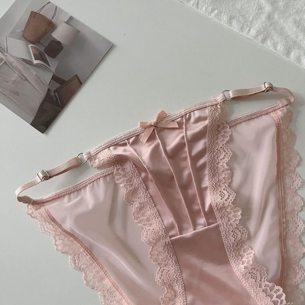 Low Waist Underwear for Women Bow Mesh Briefs Sweet Lace Thin Underwear Female
