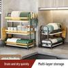 Multifunctional Kitchen Dish Rack: Countertop Draining Rack with Chopstick and Knife Holder for Dish Cabinets