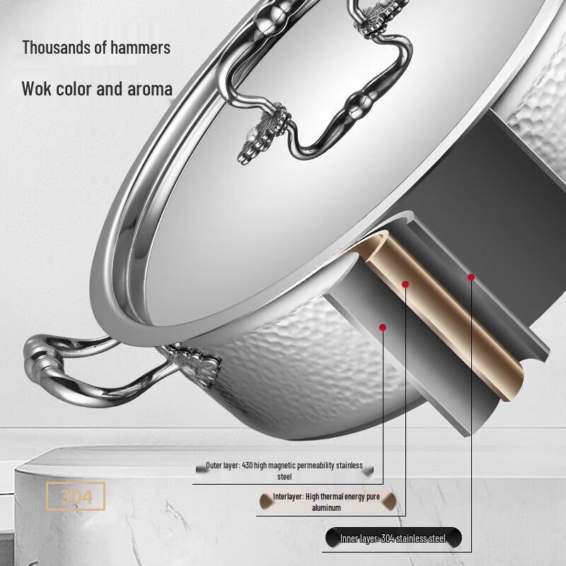 Jing Qing Fu 304 Stainless Steel Hammered Rose Gold Hot Pot