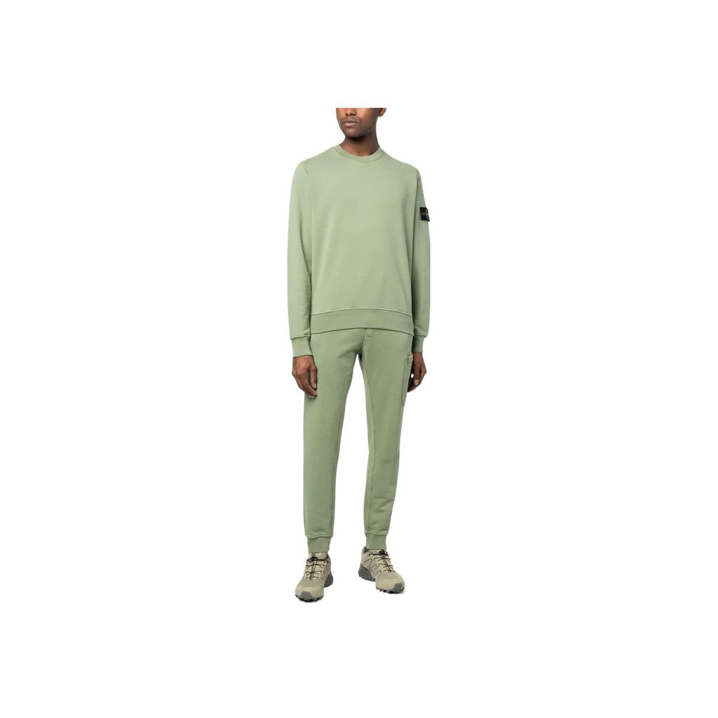 Stone Island Garment Dyed Fleece Sweatshirt Sage Men Tops Green 101563051-V0055