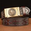 Fashion Male Belt Genuine Leather Belt for Men Carving Pattern Automatic Buckle Belt Strap for Jeans