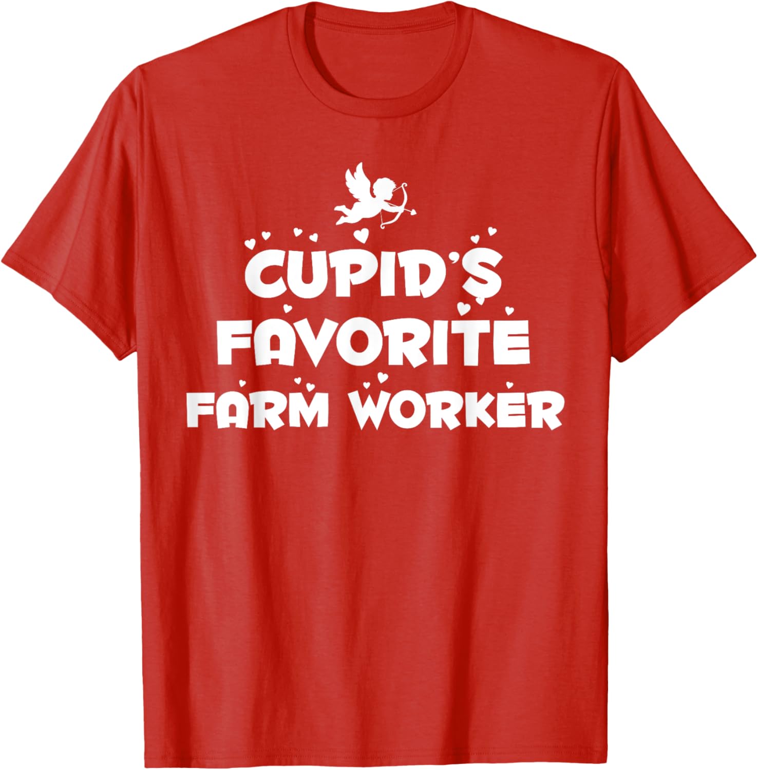Cupid s Favorite Farm Worker Funny Valentine s Day Graphic Tee Casual Cotton Short Sleeve T-Shirt S