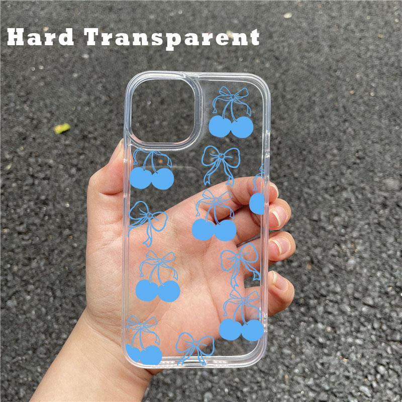 Simple Red Black Cherry Phone Case for Iphone 15 14 13 12 11 Pro Max X XR Xs Max 7 8 Plus Creative Transparent Shockproof Cases