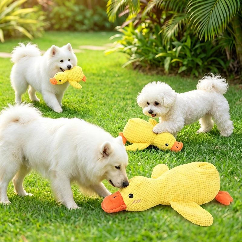 Dog Plush Duck Toy Pet Crystal Velvet Sound-producing Squeaky Resistant Bite Toy Pet Teeth Cleaning Training Interactive Supply