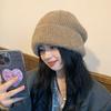 Wool blend mixed color lengthened plush feeling large version thickened stacking hat women's cold hat head hat small face wool hat