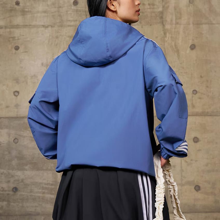 Adidas Originals Stag Track Casual Simple Versatile Hooded Jacket Unisex Jacket Dark-Blue KB1946