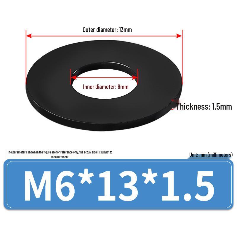 8.8 Grade Black Hardened High-Strength Oversized Flat Metal Spacer Washer (M2-M8)