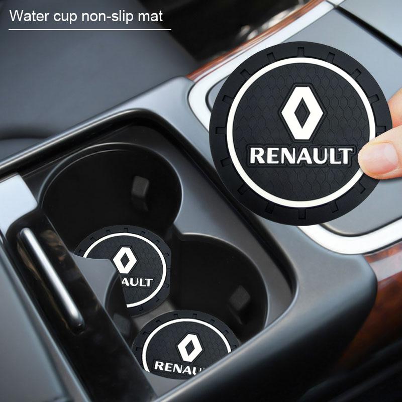 2Pcs Car Anti Slip Coaster Anti-noise Water Cup Pad Cushion Car Accessories For Renault Dacia Koleos Clio Laguna 2 Megane 2 3 Duster Logan