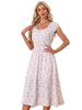 Allegra K Women's Casual Floral Print Square Neck Elastic Waist Maxi Dress, Sleeveless, White, Size M