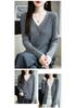 Women's Slim-Fit V-Neck Wool Cardigan, Petite-Friendly, Ribbed, Slimming, 100% Wool, Solid Color Sweater Coat