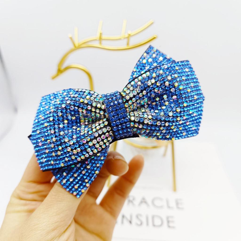 Štrasová mašlička do vlasů: Korejská spona do vlasů v jiskřivém stylu, elegantní čelenka pro celebrity.