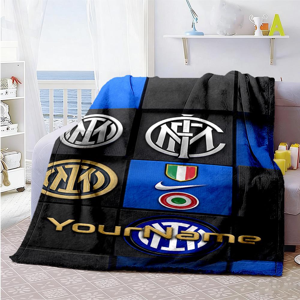 Inter Milan Personalized Name Blanket Throw Customizable Blanket Warmthful Decor Throw For Chair Couch Nap Picnics All-Season Use