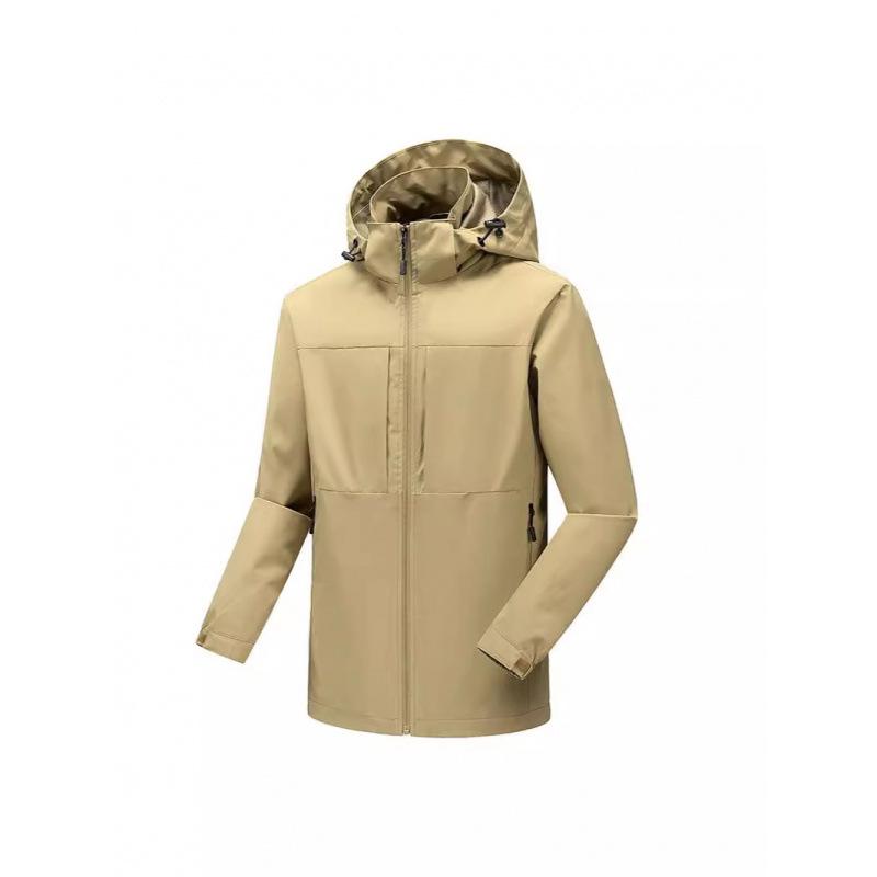 Spring and Autumn Male Middle-aged Mountain Waterproof Camping Hooded Sleeve Jacket Functional Outdoor Quick-drying Multi-Bag Jacket