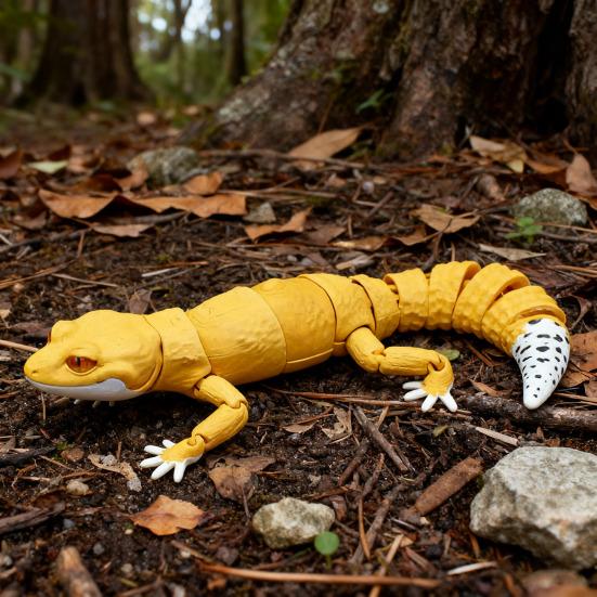 Articulated Leopard Gecko Figurine 3D Printed House Lizard Sculpture with Movable Joints Reptile Collectible Gecko Model for Home Desk Decor