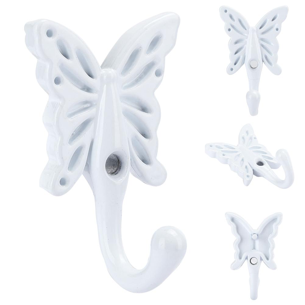 5PCs Clothes Hook Single Bow Type European Retro Zinc Alloy White Wardrobe Use 35 x 55MM