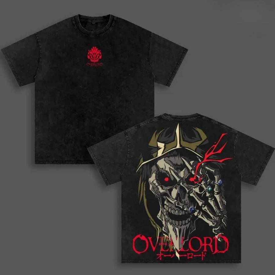Abbigliamento Popolare Anime 'Overlord' - T-shirt Casual Unisex a Manica Corta in Puro Cotone Lavato Retrò