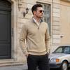 Men S Loose Fit Jacquard Stand Collar Sweatshirt With Zipper Pockets For Spring Autumn