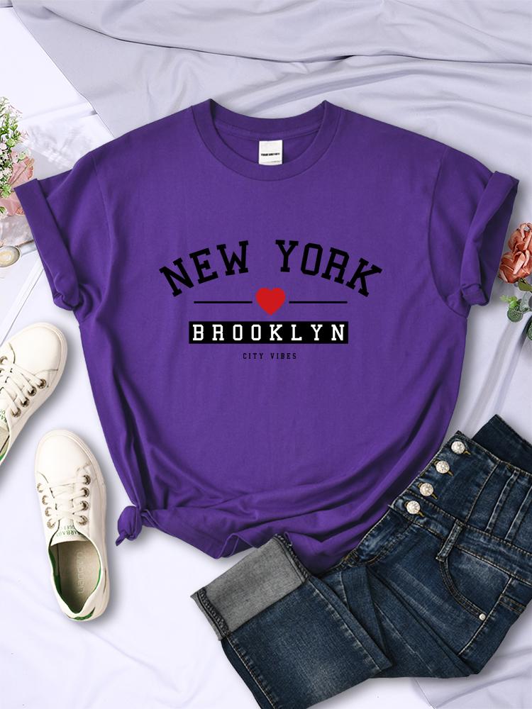 New York Brooklyn City Vibes Letter Print T Shirt Women Breathable Casual Tshirt Street Hip Hop Crop Top Summer Fashion Clothes