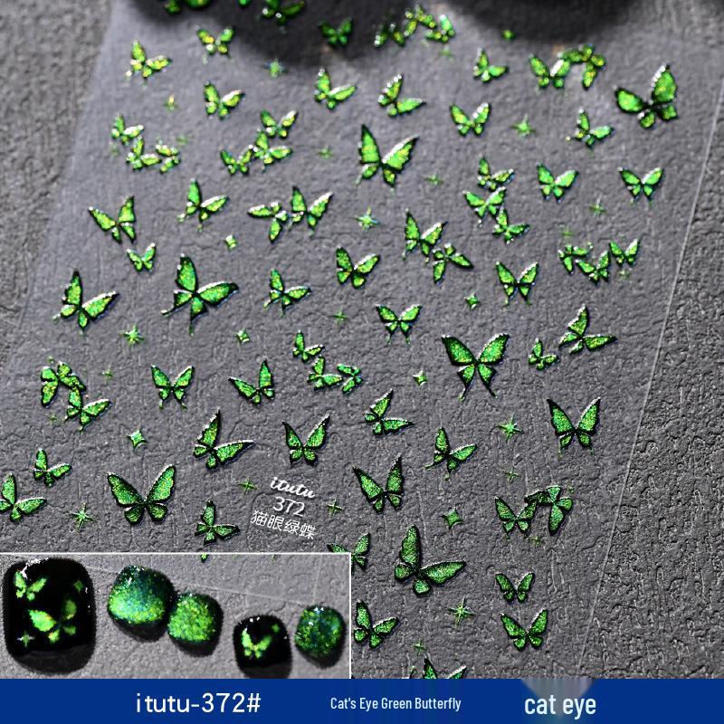 

Cat Eye Flash Butterfly Nail Stickers - Blue, Green, Purple Small Adhesive Butterflies