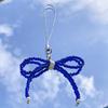 Adorable Phone Charm Chain Ornament Glass Beaded Bowknot Keychain Pendant Piece
