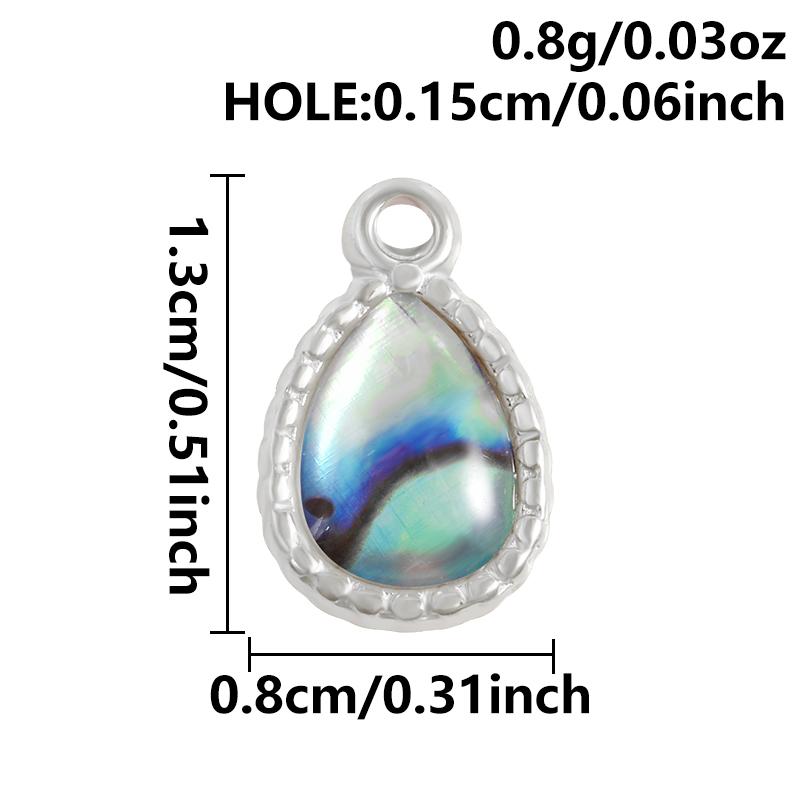 2pcs Sea Accessories Abalone Shell Pendant Love Heart Sun Oval Geometric Stainless Steel Oil Dripping Charms For Jewelry Making