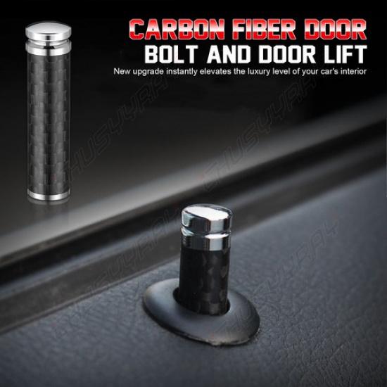 4x Real Carbon Fiber Auto Car SUV Interior Door Lock Knob Pin Handles Universal