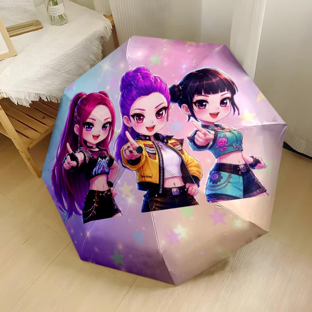1pc Kpop Outdoor Automatic Umbrella Compact 8 Rib Design Compact Design All Season Travel Vibrant Pattern Umbrella Gift for Festivals